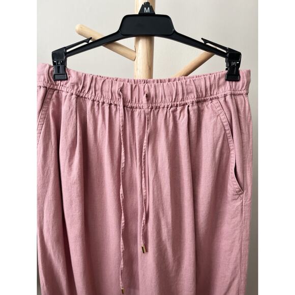 Woman’s Pants Size L Pink Elastic Waisted Linen/Rayon Full Length Long Pants - Picture 3 of 8